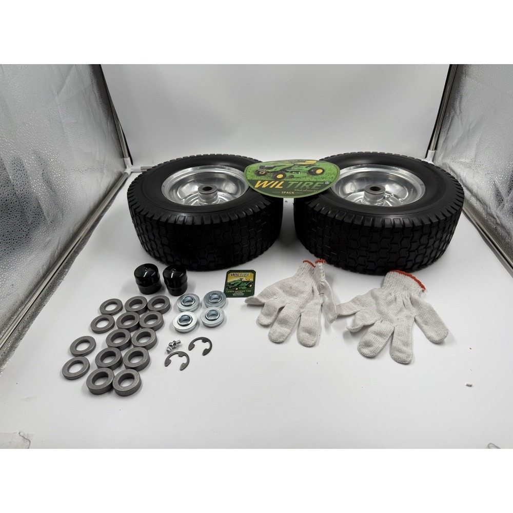 2 Pack 13X5.00-6 Flat Free Tire and Wheel Assembly, Solid Lawn Mower Front Tir